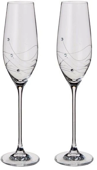 Dartington Glitz Champagne Flute Glasses Pair