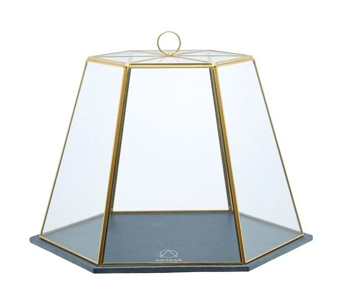 Artesa Slate Serving Cloche Brass