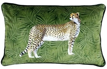 Riva Cheetah Forest Filled Cushion - Forest Green
