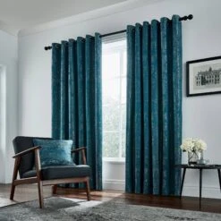 Peacock Blue Hotel Roma Emerald Ready Made Curtains