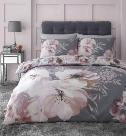 Catherine Lansfield Dramatic Floral Grey Duvet Set