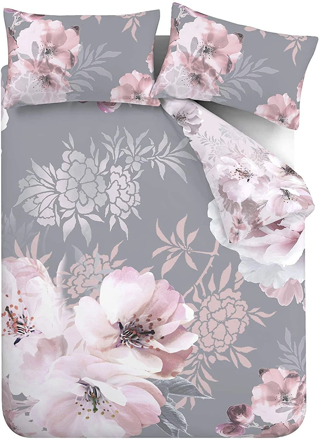 Catherine Lansfield Dramatic Floral Grey Duvet Set - Image 2
