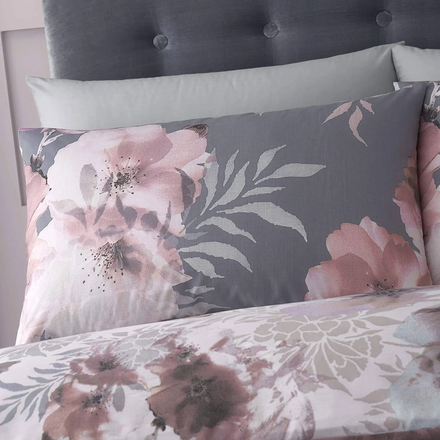 Catherine Lansfield Dramatic Floral Grey Duvet Set - Image 4