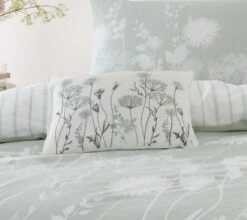 Catherine Lansfield Meadowsweet Floral Green Cushion