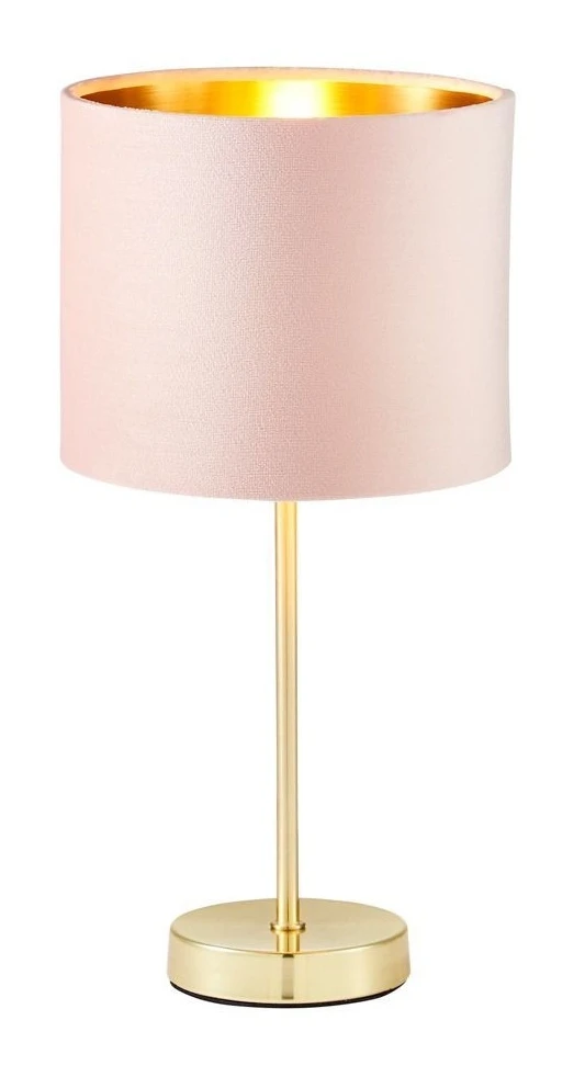 BHS Velvet Table Lamp Pink & Brass