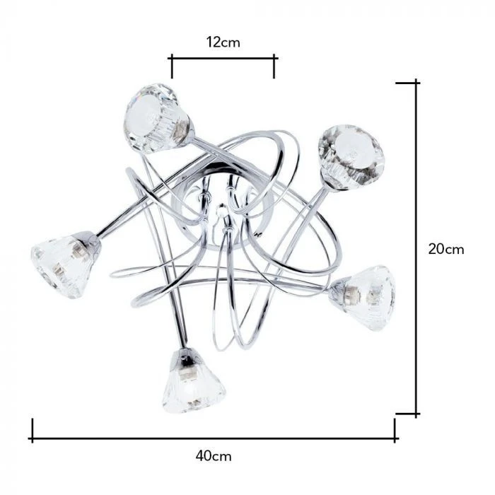 BHS Marianne Flush Ceiling 5 Light Chrome - Image 4