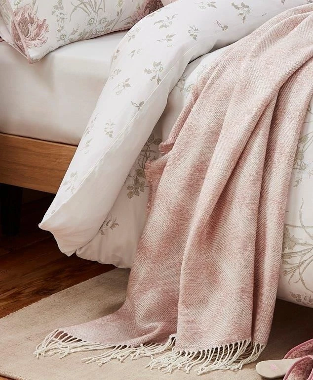 Laura Ashley Payton Dark Blush Throw - Image 3