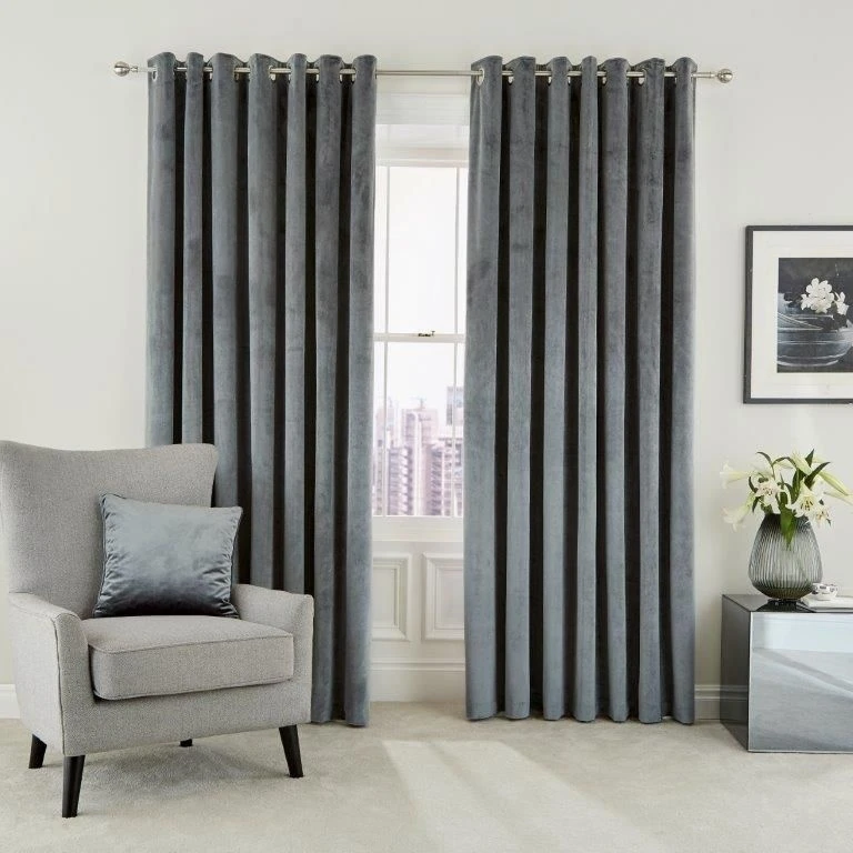 Helena Springfield Escala Steel Velvet Curtains