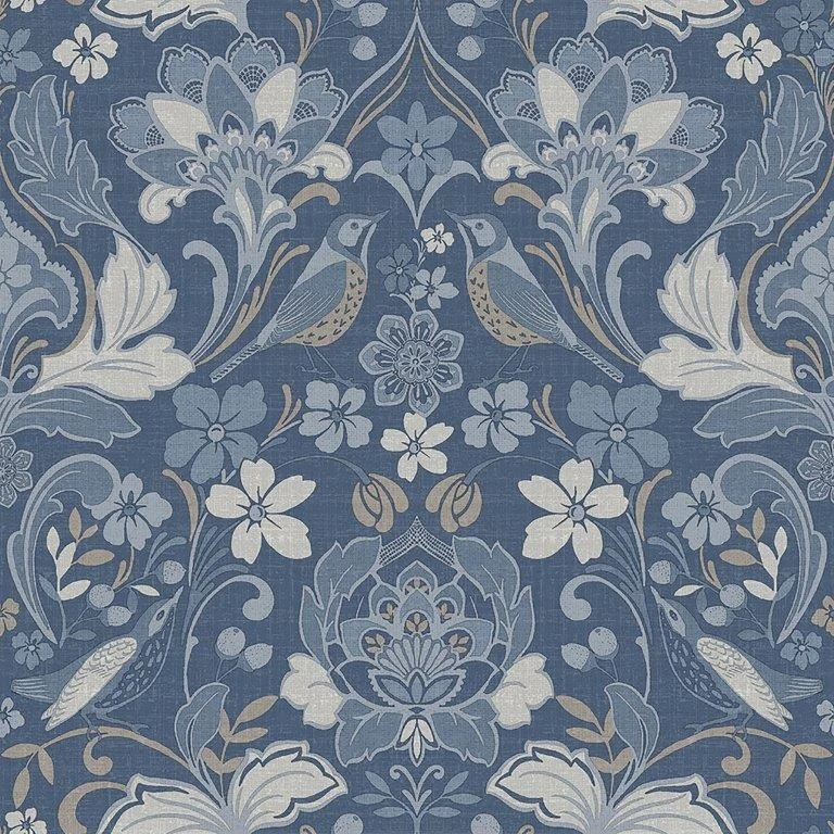 Arthouse Folk Floral Denim Blue Wallpaper