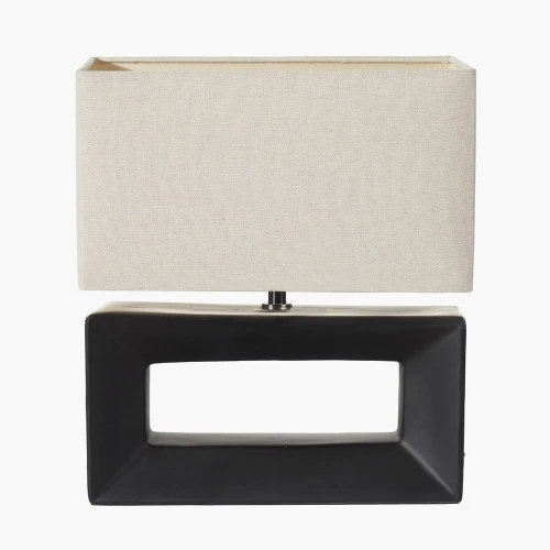 Pacific Lifestyle Block Black Ceramic Rectangular Table Lamp