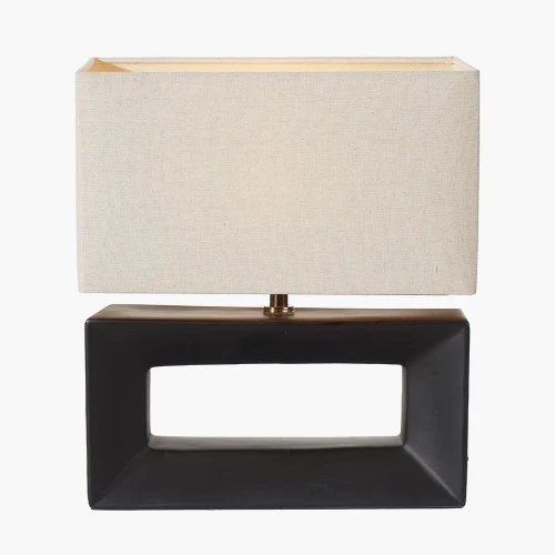 Pacific Lifestyle Block Black Ceramic Rectangular Table Lamp - Image 4