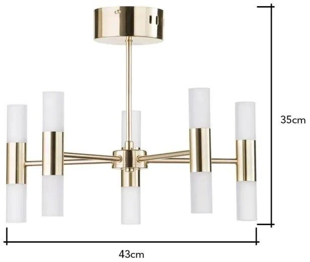 BHS Lois 10 Light Semi Flush Ceiling Light Brass - Image 2