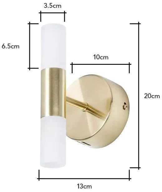 BHS Lois Twin Frosted Wall Light Satin Brass - Image 2