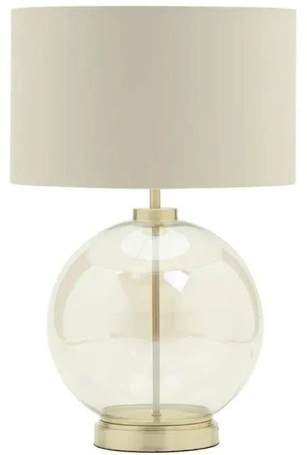 BHS Metro Clear Glass Sphere Table Lamps Lamp Satin Brass.