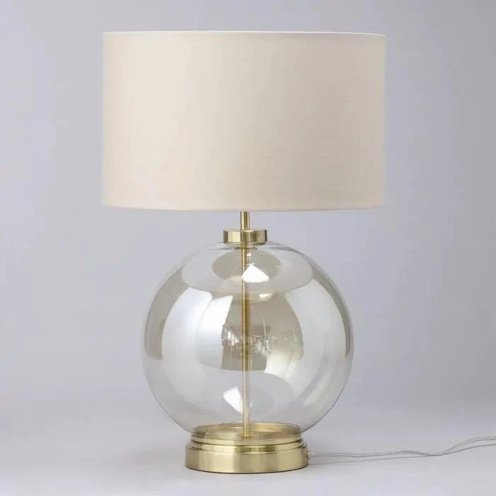 BHS Metro Clear Glass Sphere Table Lamps Lamp Satin Brass. - Image 4