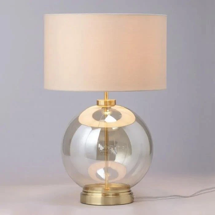 BHS Metro Clear Glass Sphere Table Lamps Lamp Satin Brass. - Image 3