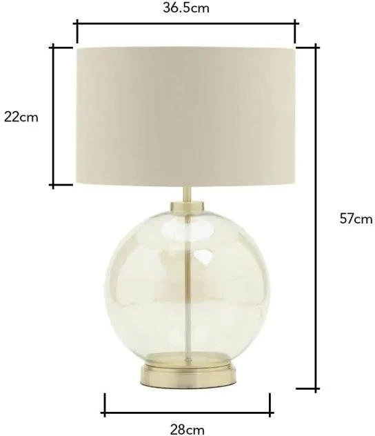 BHS Metro Clear Glass Sphere Table Lamps Lamp Satin Brass. - Image 2