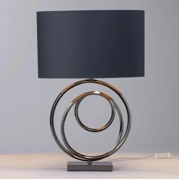 BHS Saturn Swirl Base Table Lamps Lamp Dark Grey Shade - Image 3