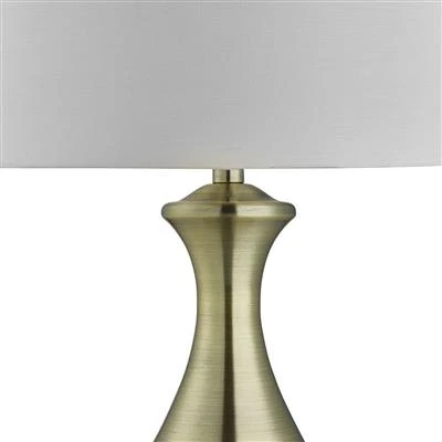 Searchlight Touch Table Lamps Lamp - Antique Brass & Fabric Shade - Image 3